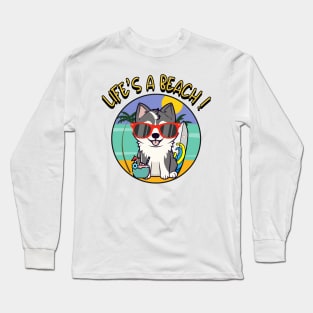 Funny husky dog is chilling on the beach Long Sleeve T-Shirt